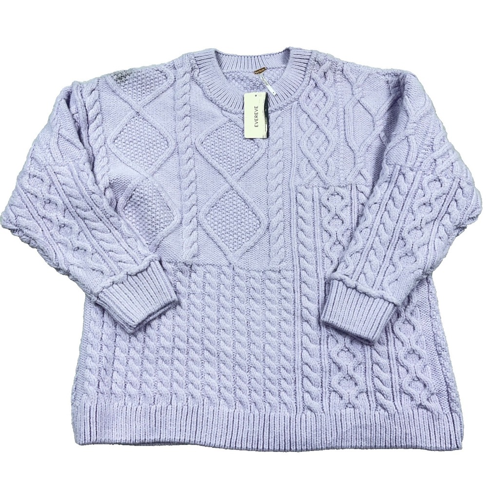 Free People Marlie Sweater Women Medium Purple Cable Knit Evereve Tunic Lavender